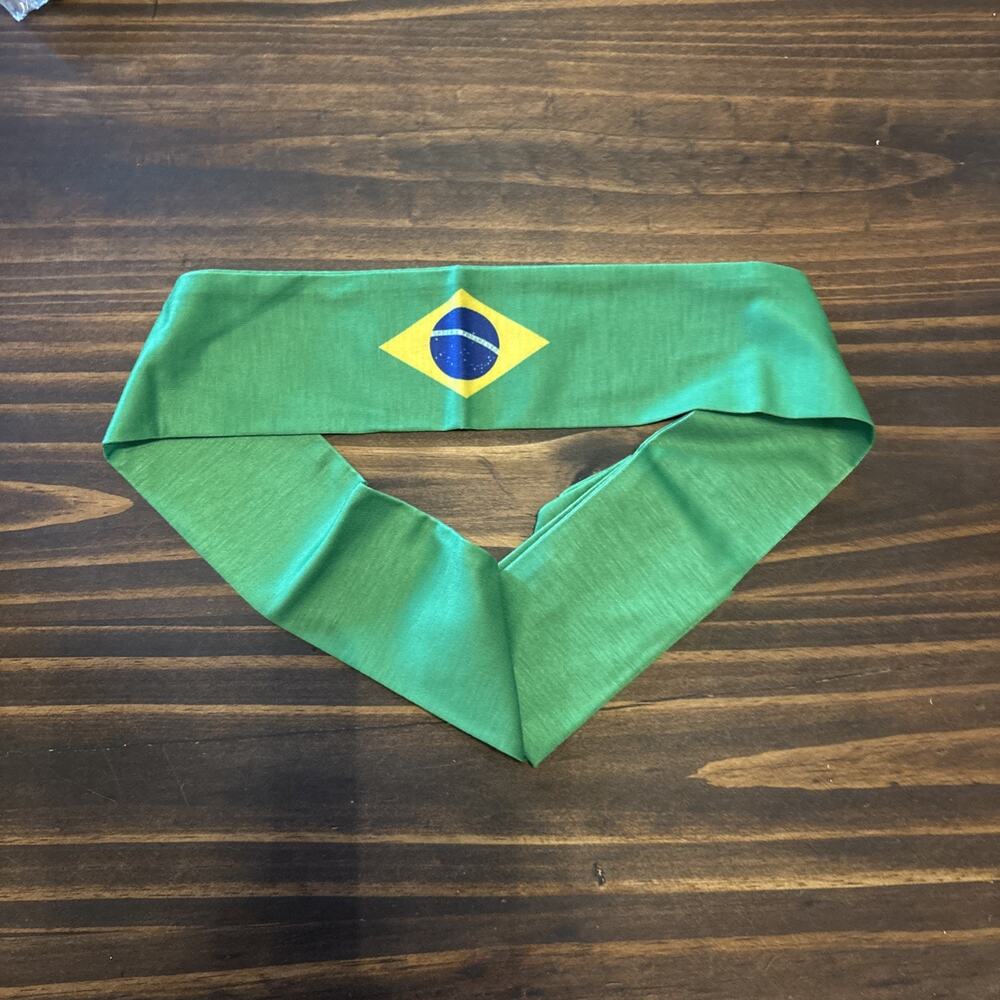 Country Flag Tie Headband with National Flag, Breathable Sweatband Brazil B